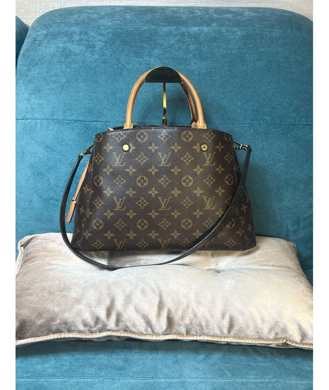 LOUIS VUITTON Коричневая сумка с короткими ручками из канвы, фото 9