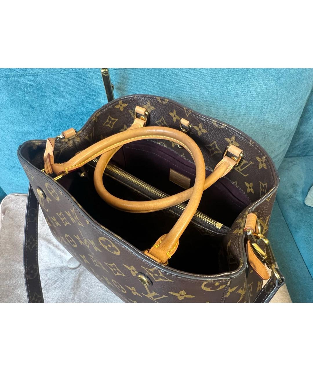 LOUIS VUITTON Коричневая сумка с короткими ручками из канвы, фото 3