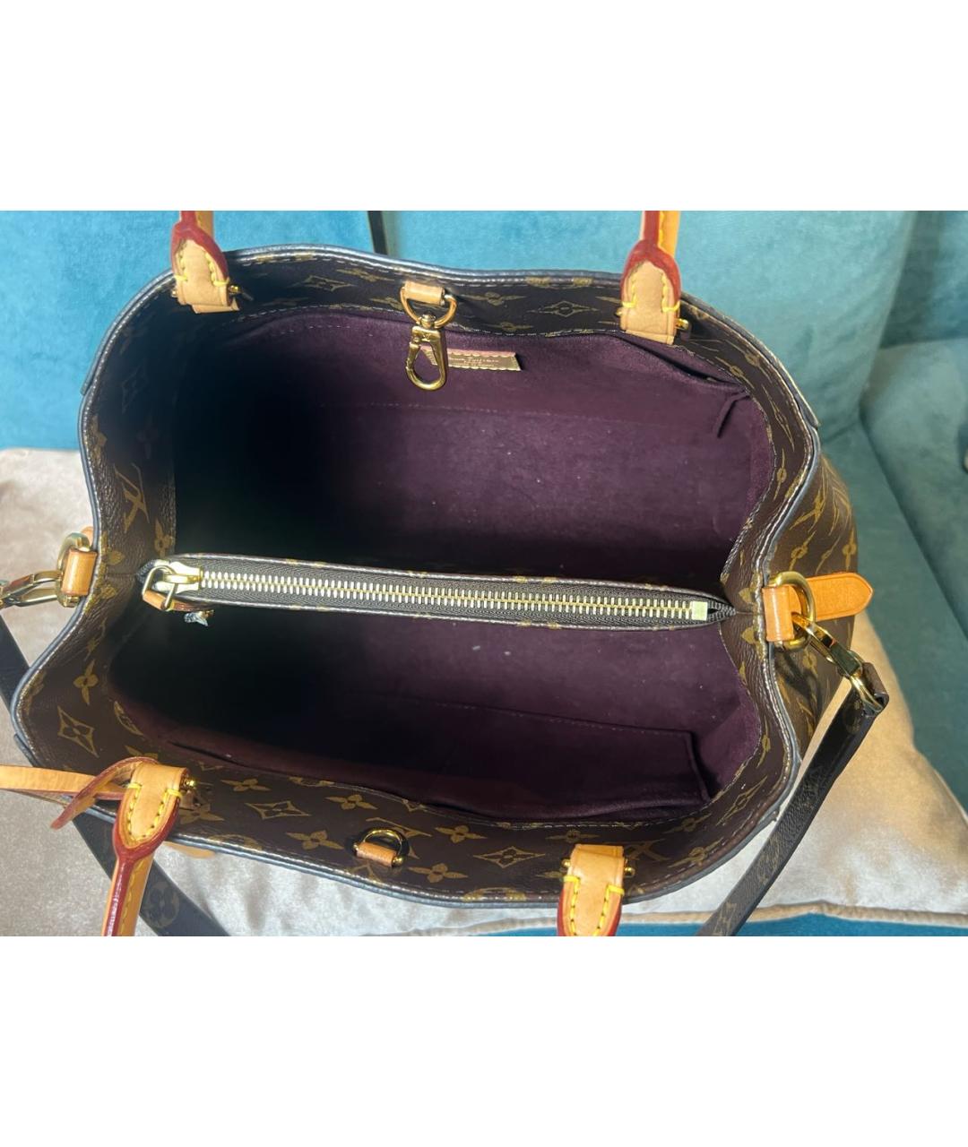LOUIS VUITTON Коричневая сумка с короткими ручками из канвы, фото 4