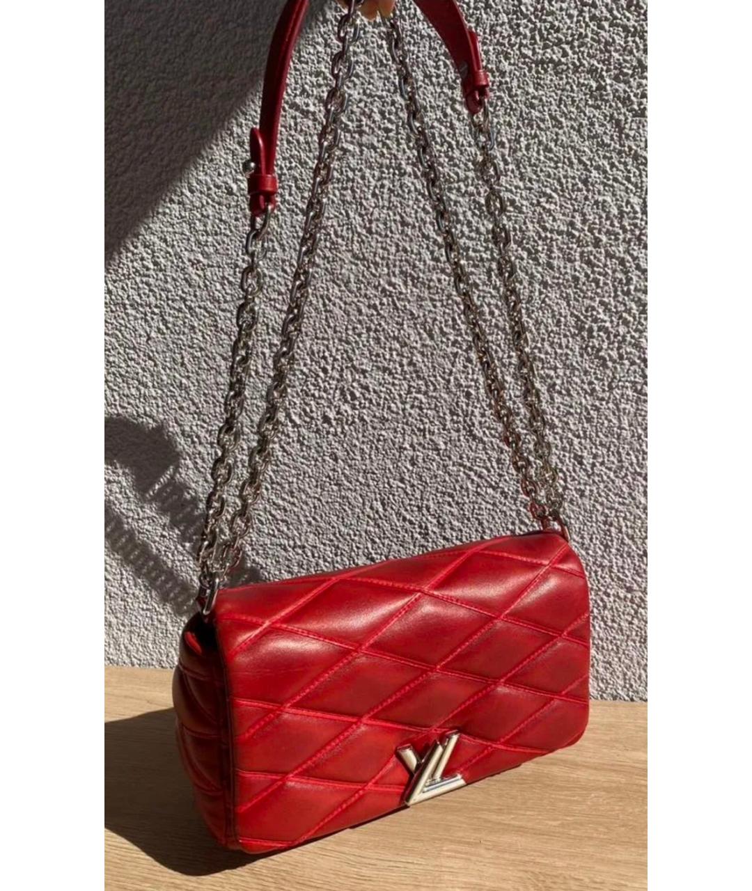 LOUIS VUITTON Бордовая кожаная сумка через плечо, фото 7