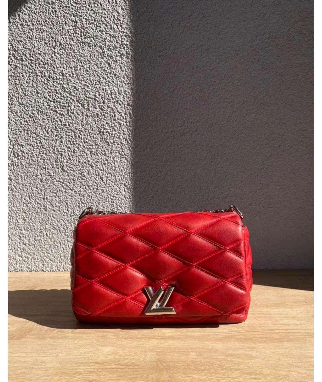 LOUIS VUITTON Бордовая кожаная сумка через плечо, фото 8