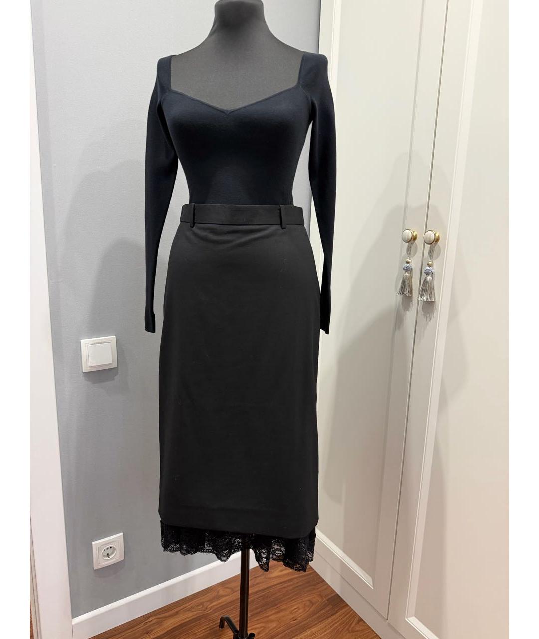 BALENCIAGA Черная вискозная юбка миди, фото 4