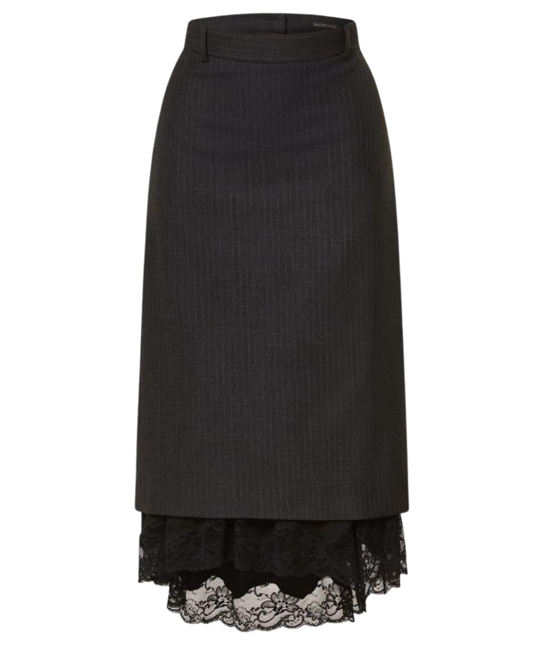 BALENCIAGA Черная вискозная юбка миди, фото 1