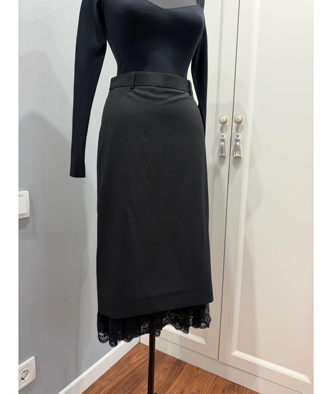 BALENCIAGA Черная вискозная юбка миди, фото 3