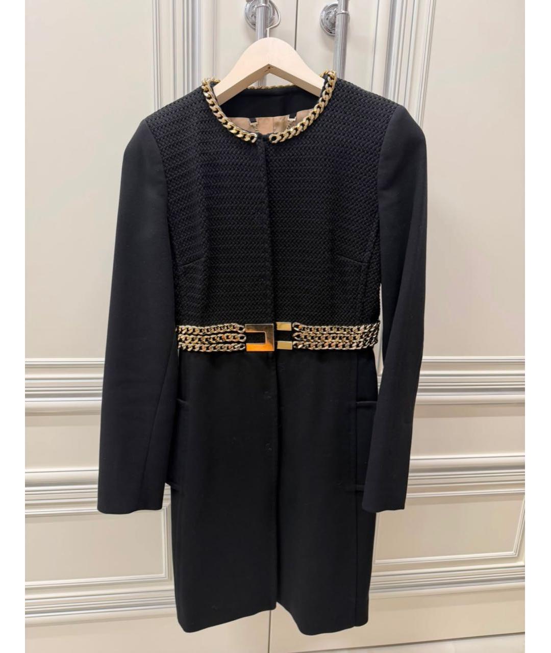 ELISABETTA FRANCHI Черное полиэстеровое пальто, фото 3