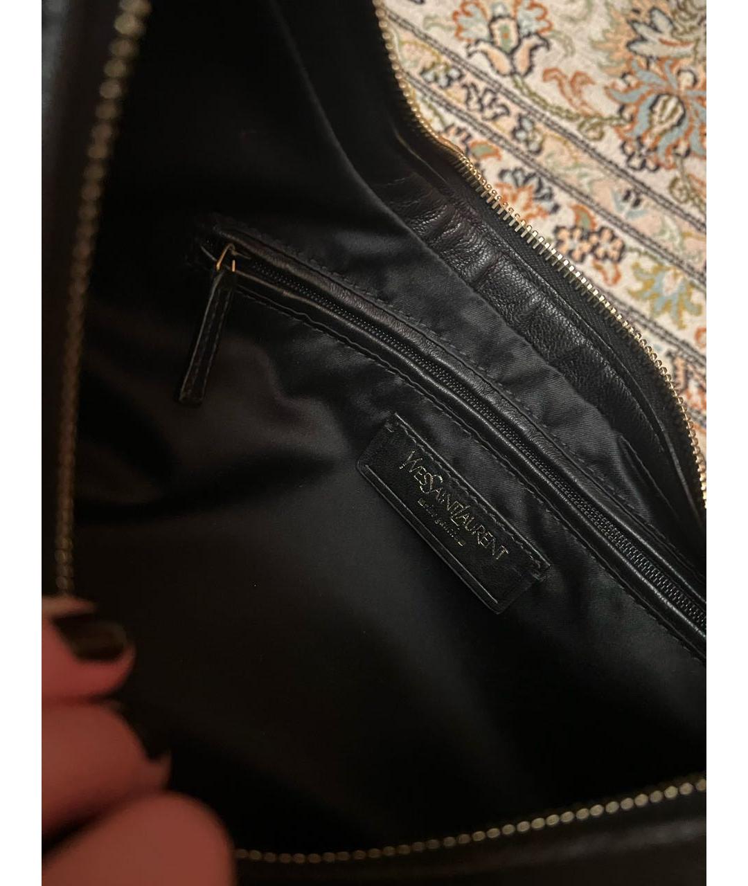 SAINT LAURENT Черная кожаная сумка с короткими ручками, фото 4