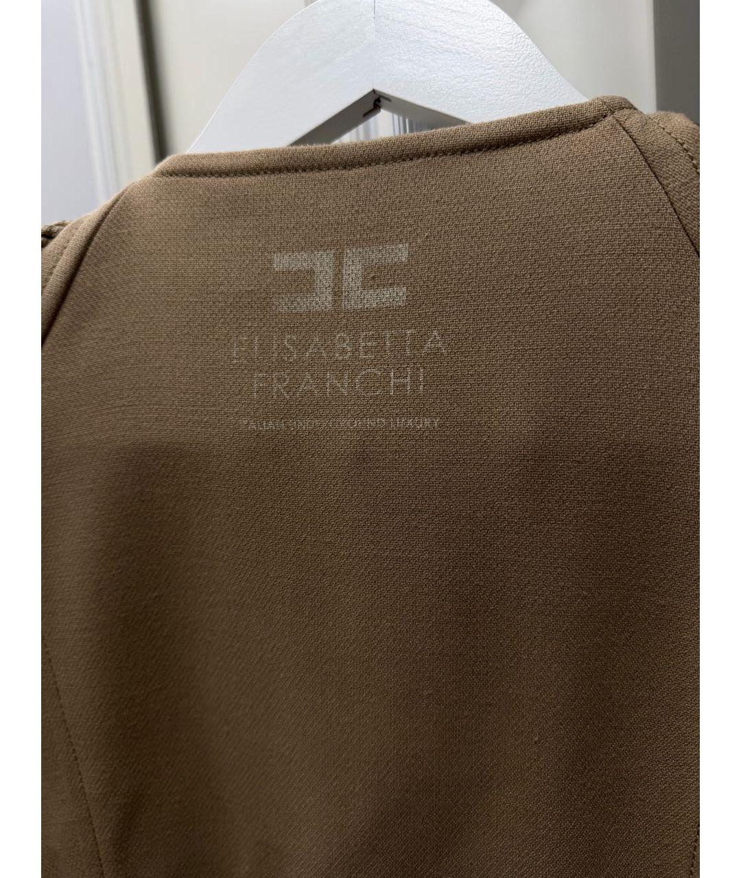ELISABETTA FRANCHI Горчичное полиэстеровое пальто, фото 3