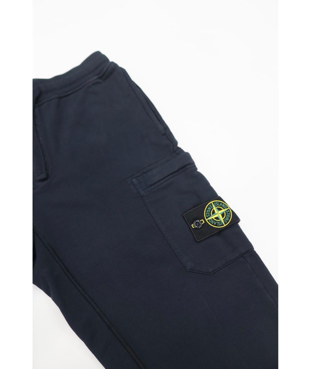 STONE ISLAND Темно-синие хлопковые повседневные брюки, фото 4