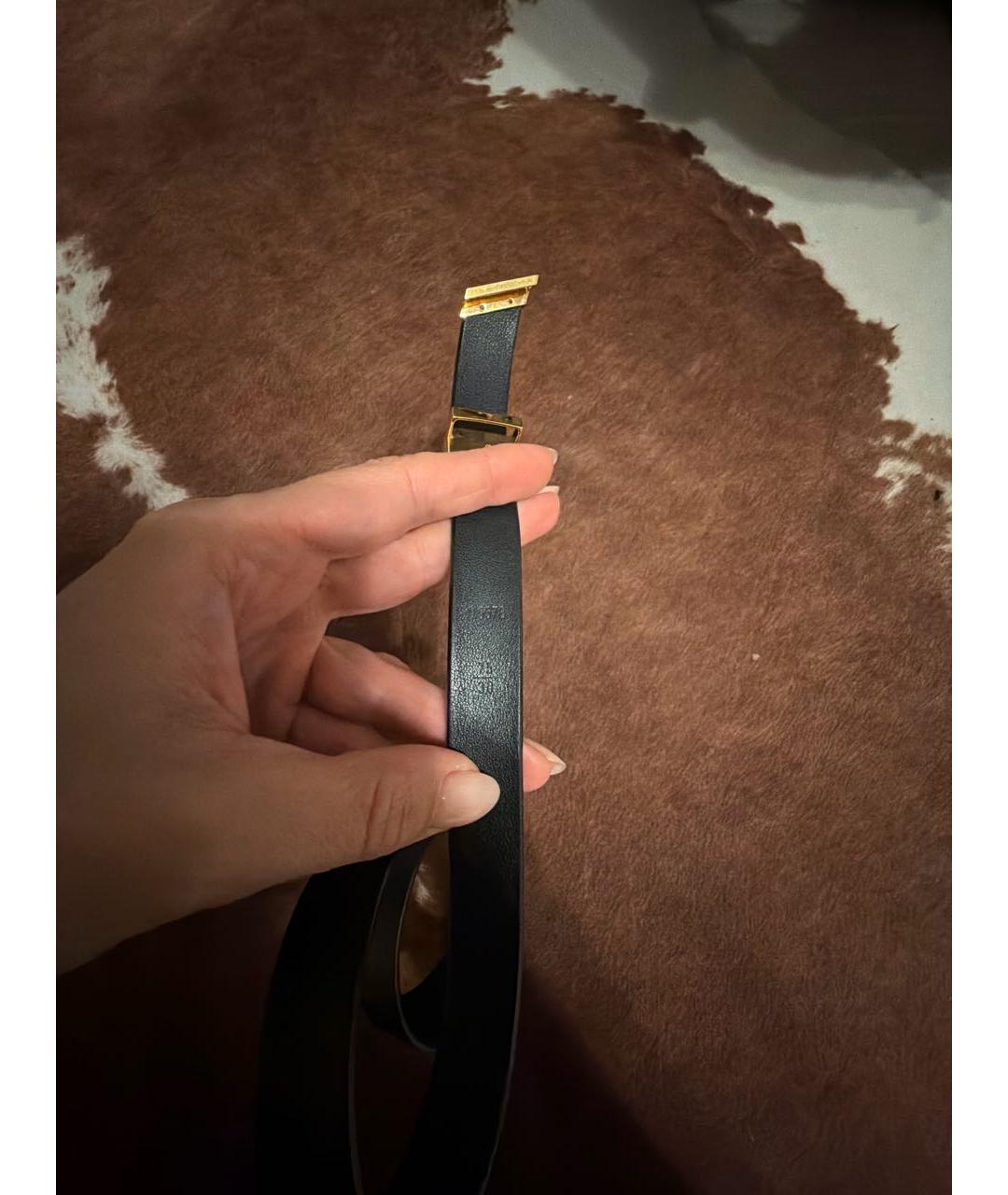 LOUIS VUITTON Черный кожаный ремень, фото 3