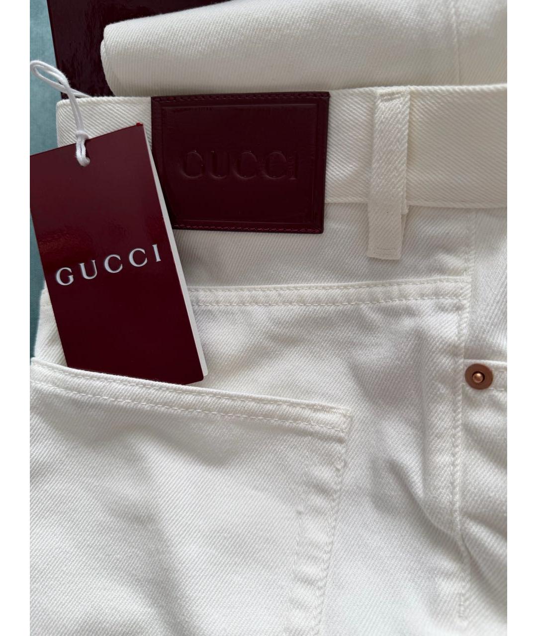 GUCCI Белые хлопковые джинсы клеш, фото 6