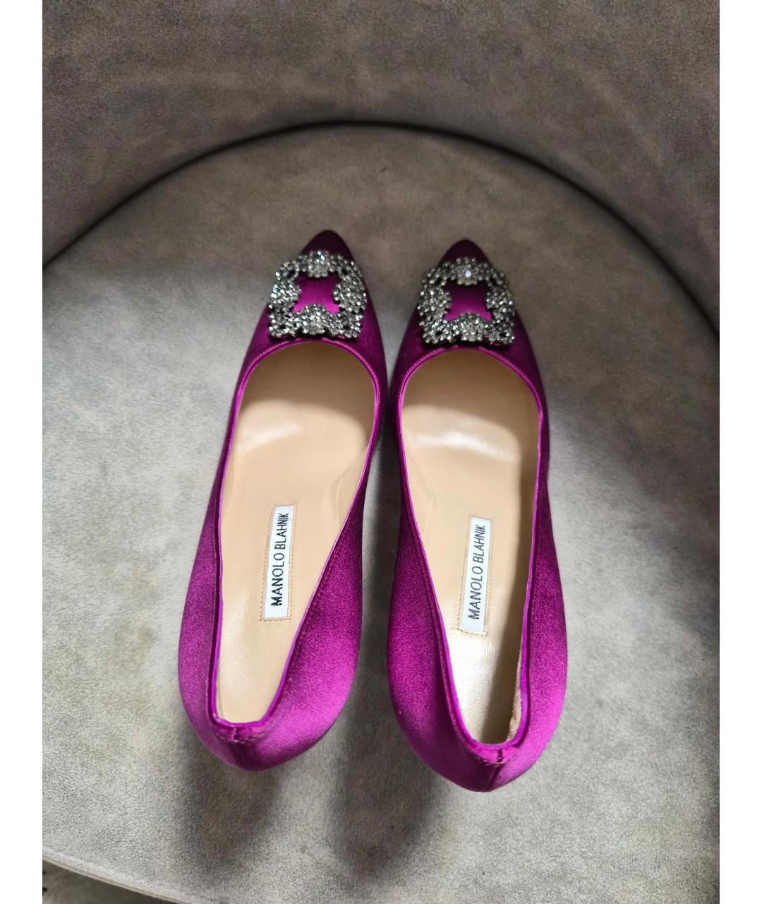 MANOLO BLAHNIK Фиолетовые текстильные туфли, фото 3