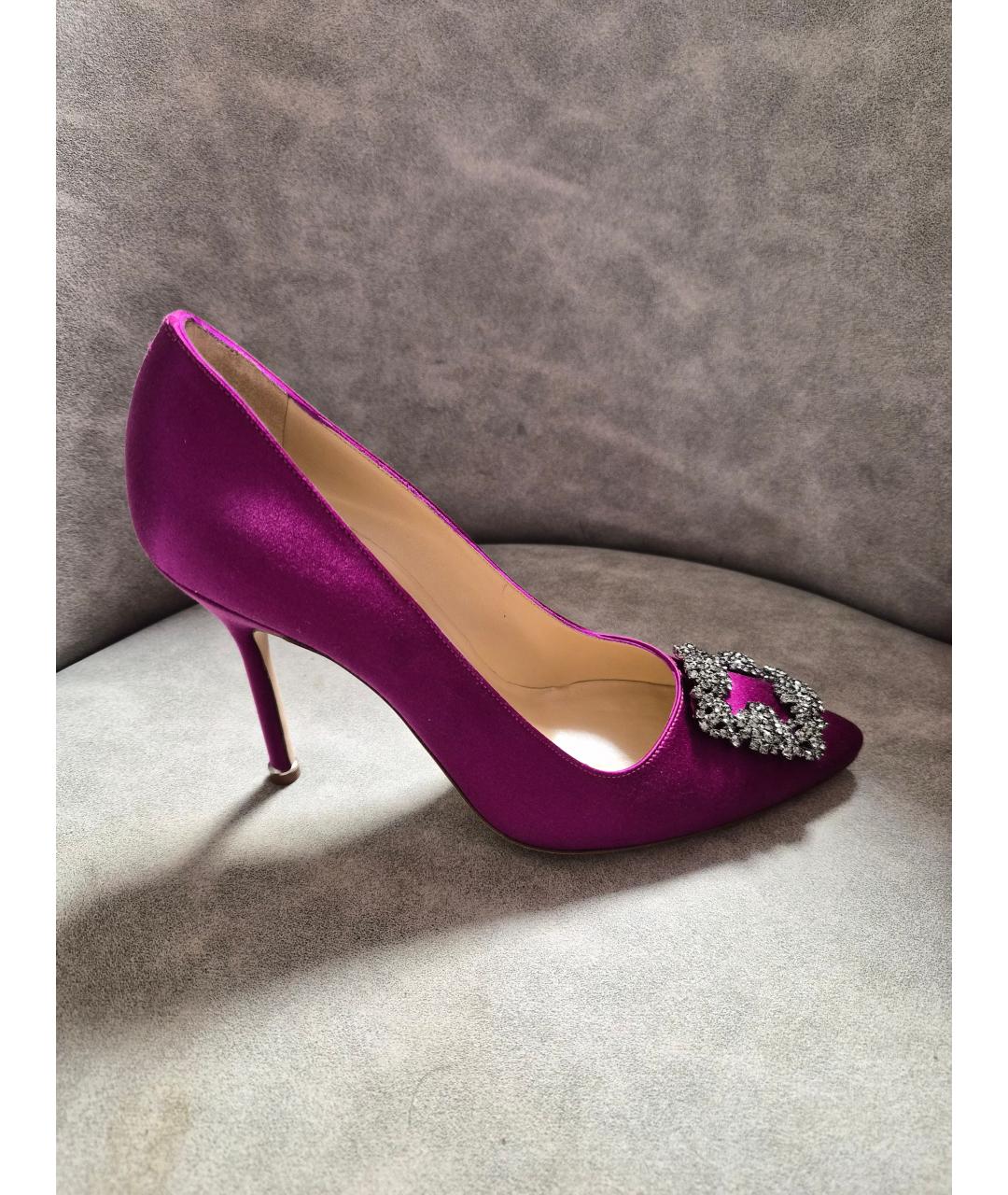 MANOLO BLAHNIK Фиолетовые текстильные туфли, фото 8