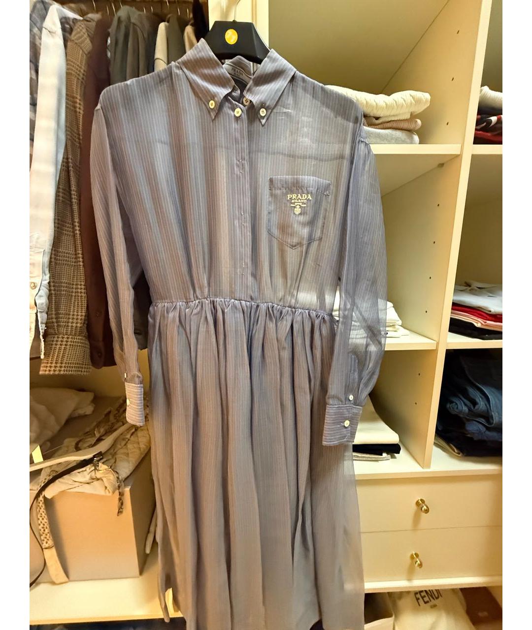 PRADA Голубое шифоновое платье, фото 6