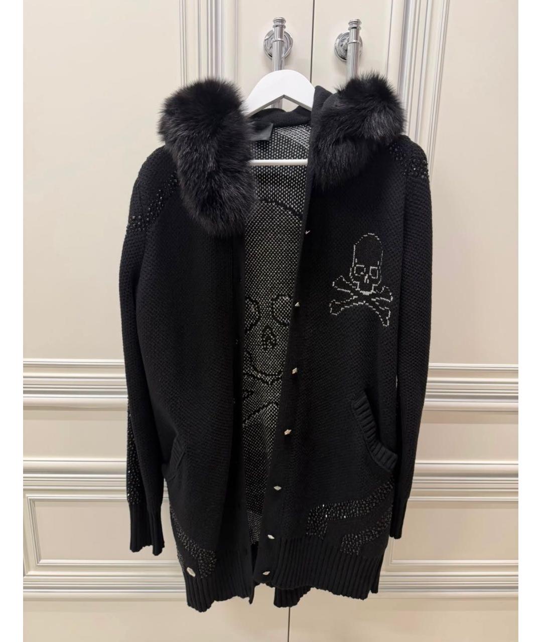 PHILIPP PLEIN Черное полиэстеровое пальто, фото 3