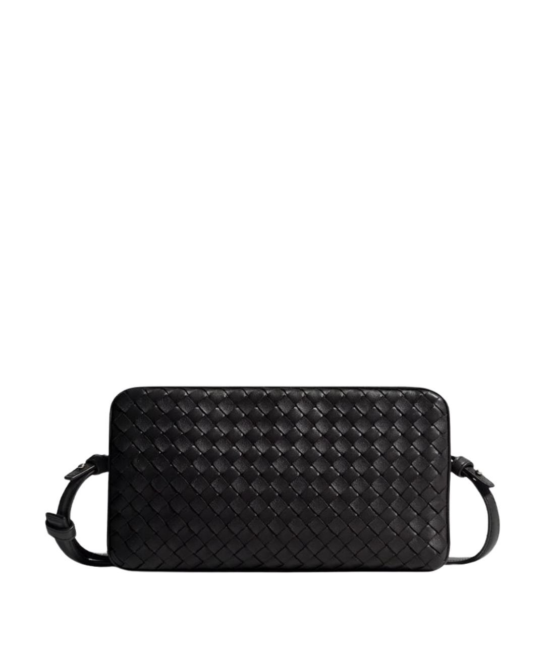 BOTTEGA VENETA Черная кожаная сумка на плечо, фото 1