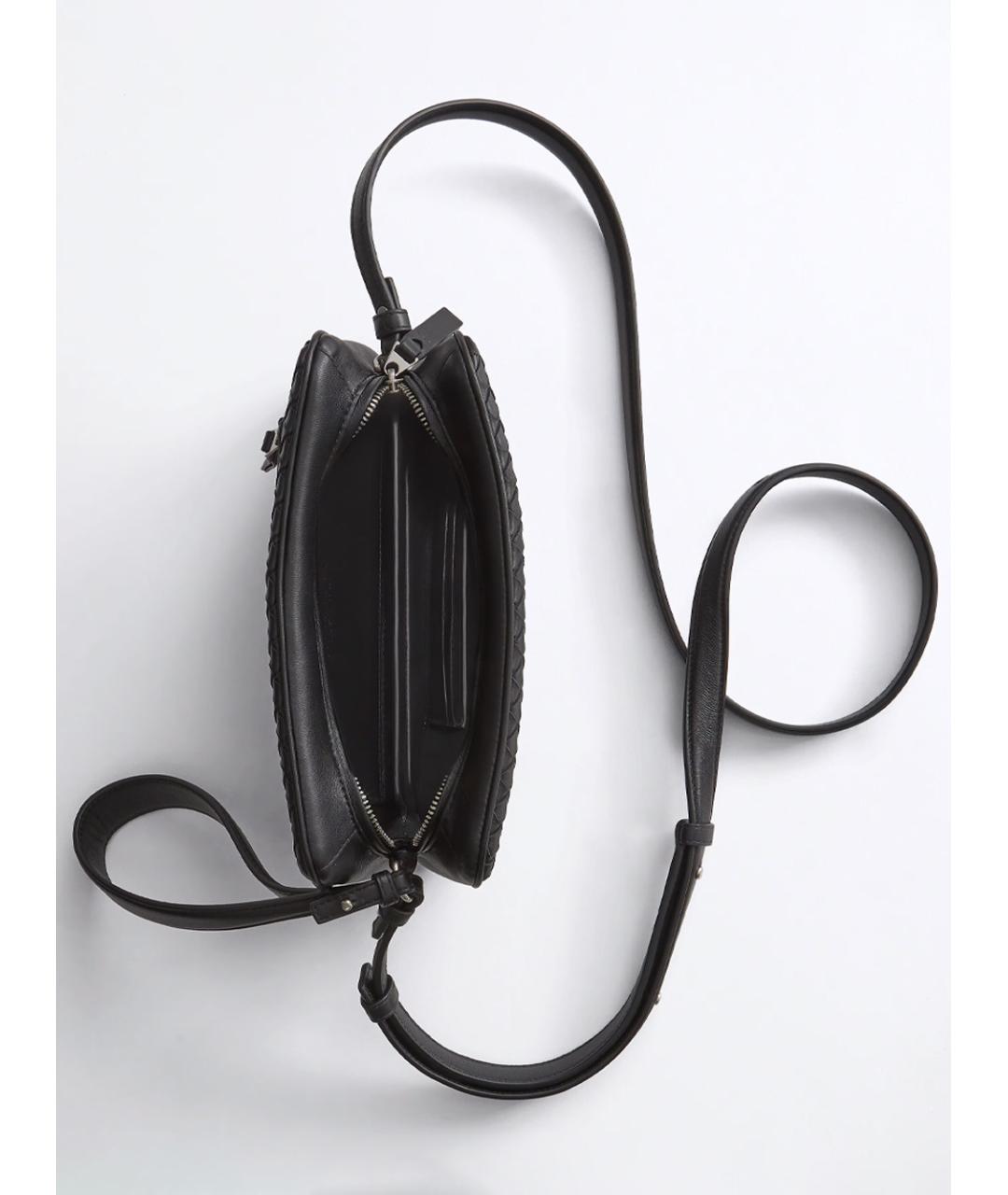 BOTTEGA VENETA Черная кожаная сумка на плечо, фото 4