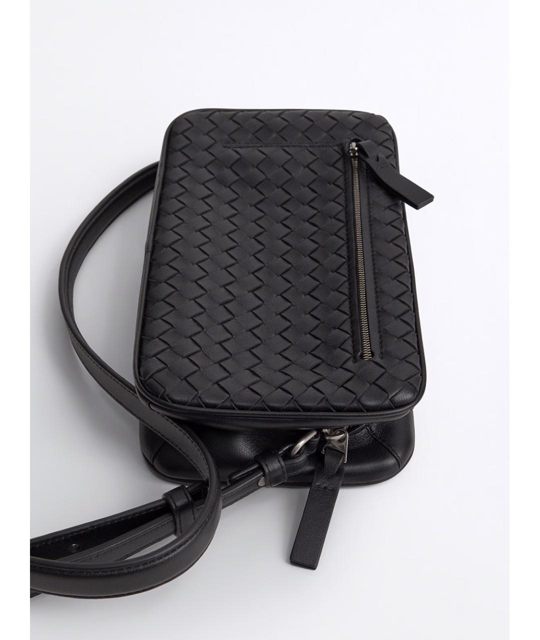 BOTTEGA VENETA Черная кожаная сумка на плечо, фото 3