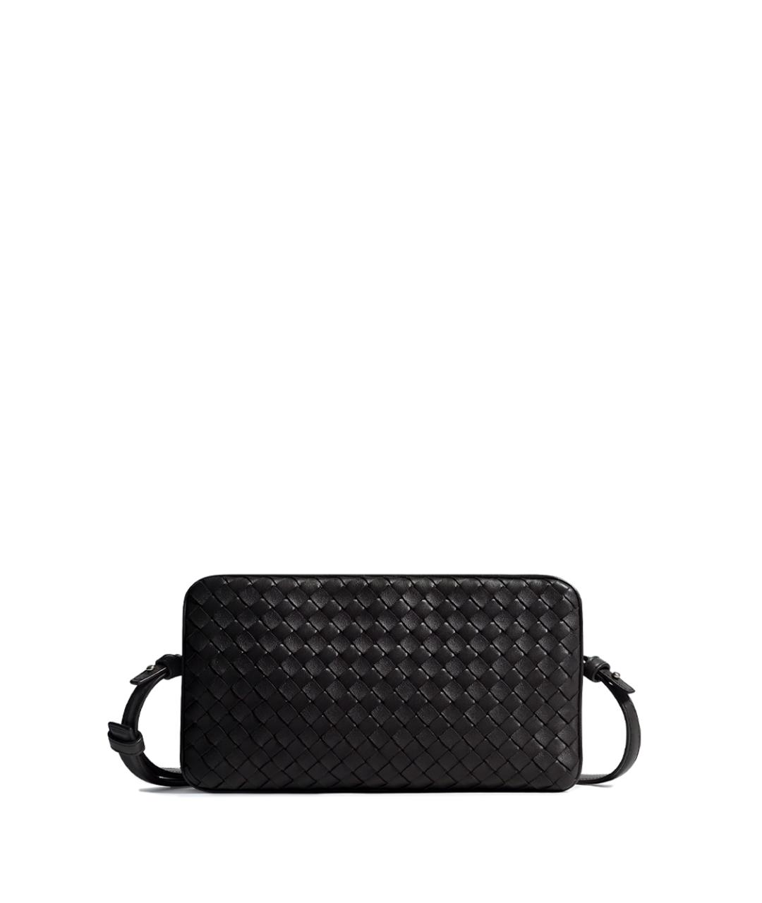 BOTTEGA VENETA Черная кожаная сумка на плечо, фото 5