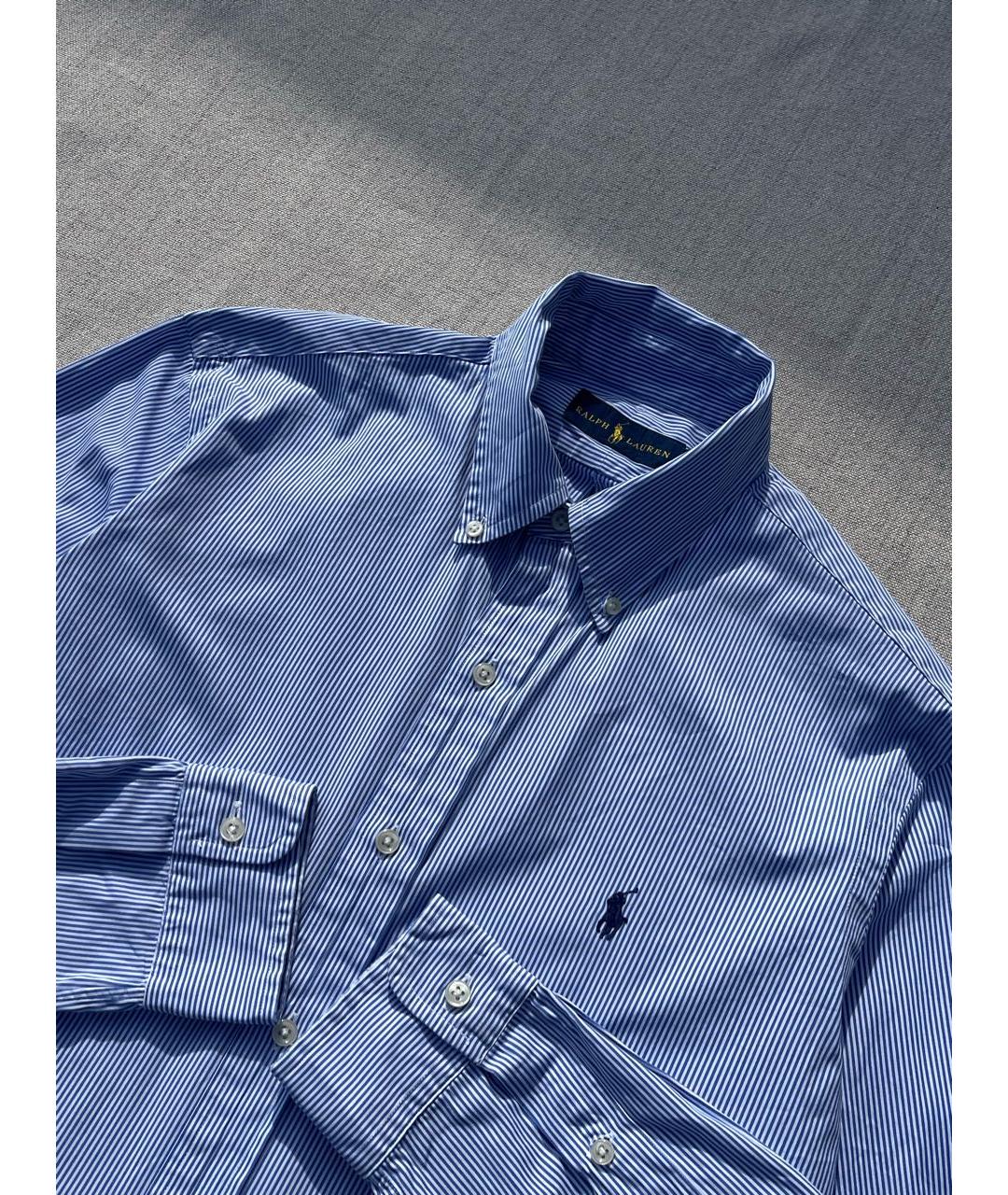 RALPH LAUREN Синяя хлопковая классическая рубашка, фото 2