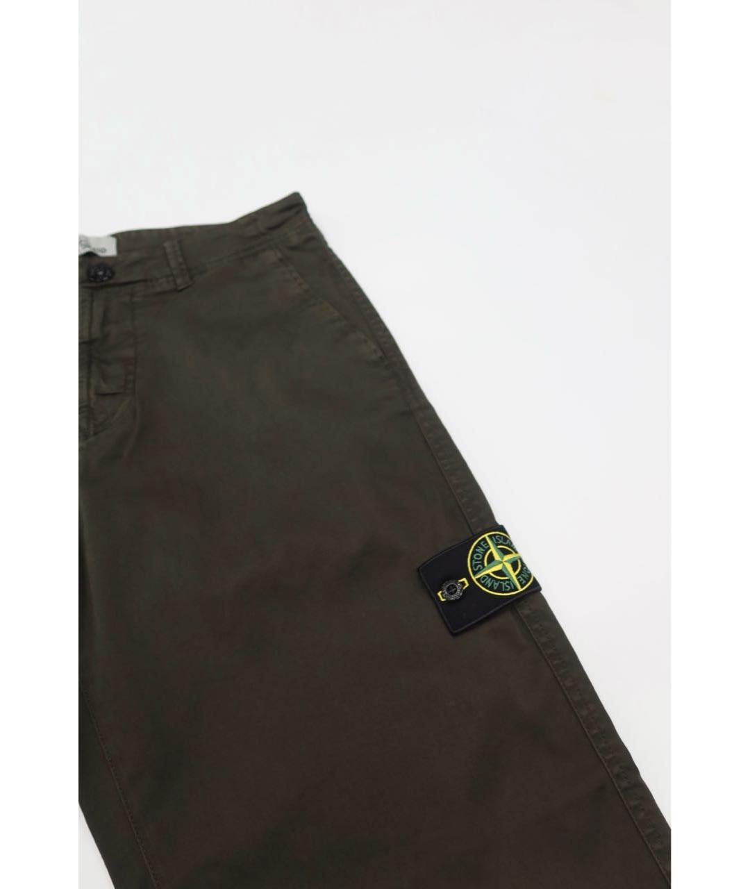 STONE ISLAND Хаки хлопковые повседневные брюки, фото 4