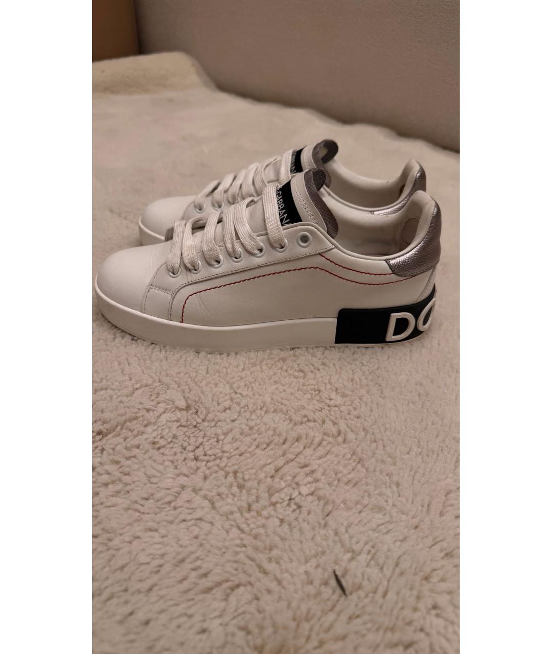 DOLCE&GABBANA Белые кожаные кеды, фото 8