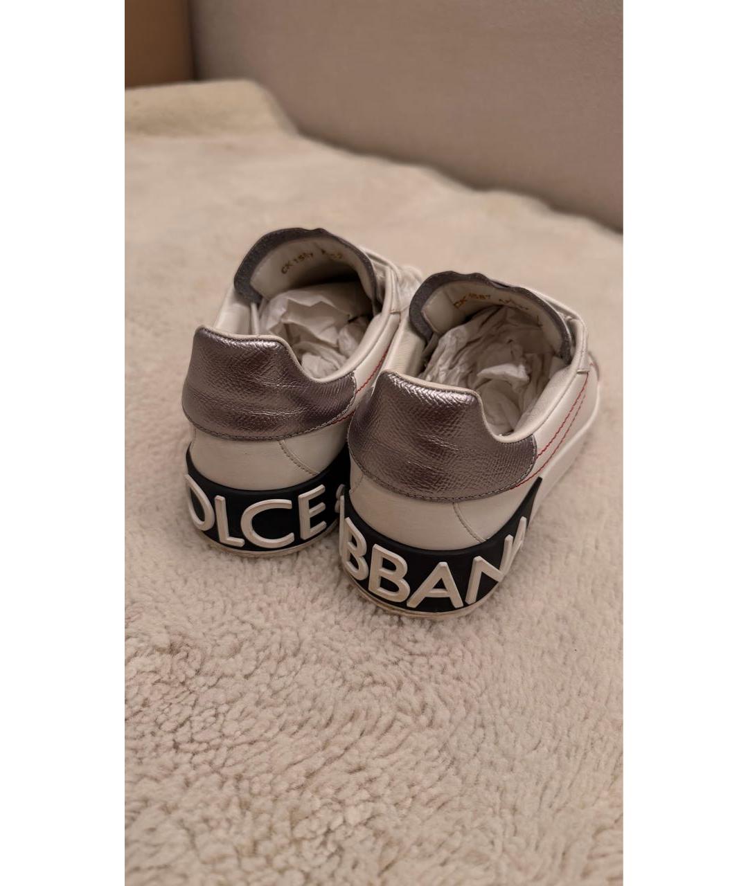DOLCE&GABBANA Белые кожаные кеды, фото 4