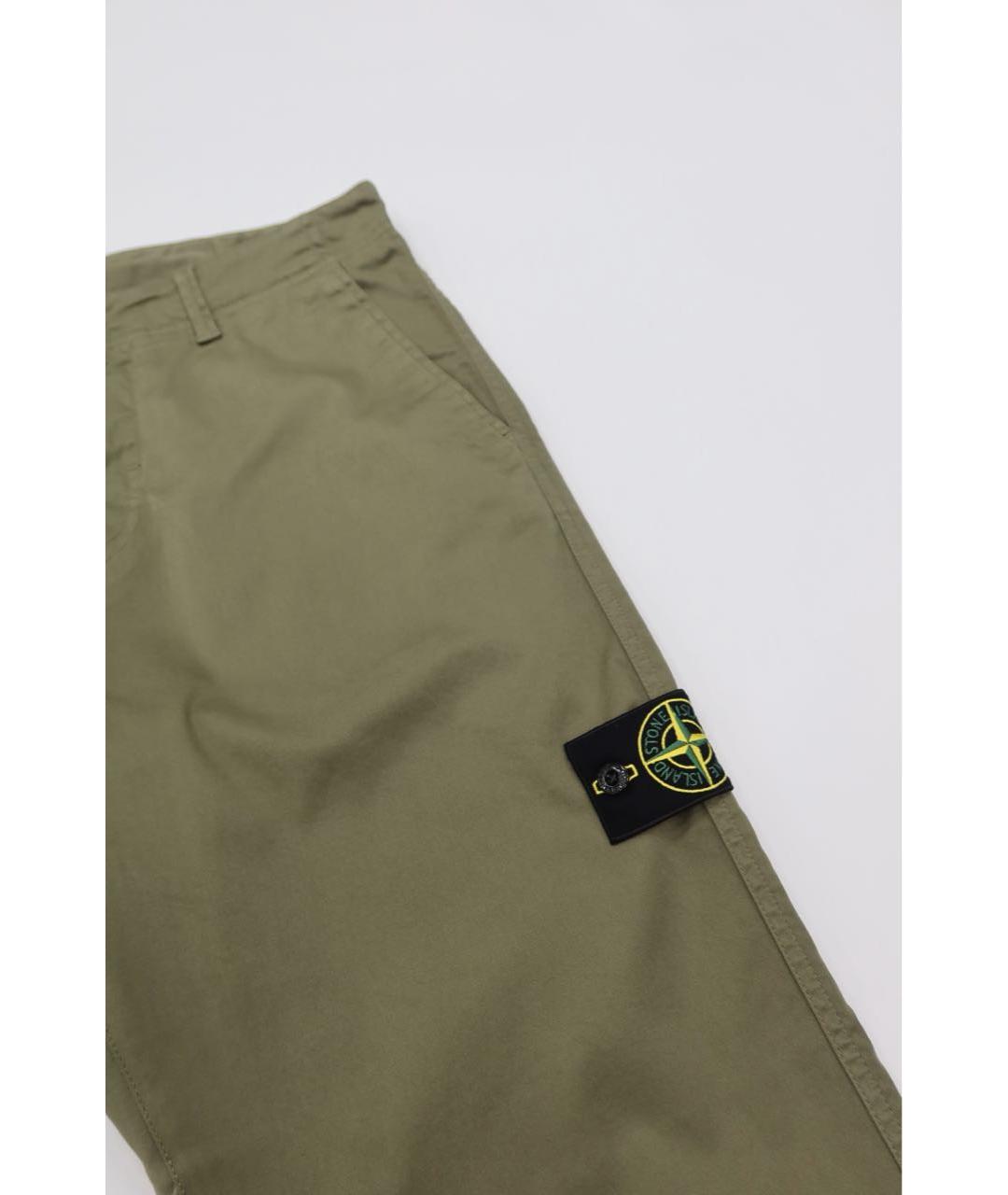 STONE ISLAND Хаки хлопковые повседневные брюки, фото 4