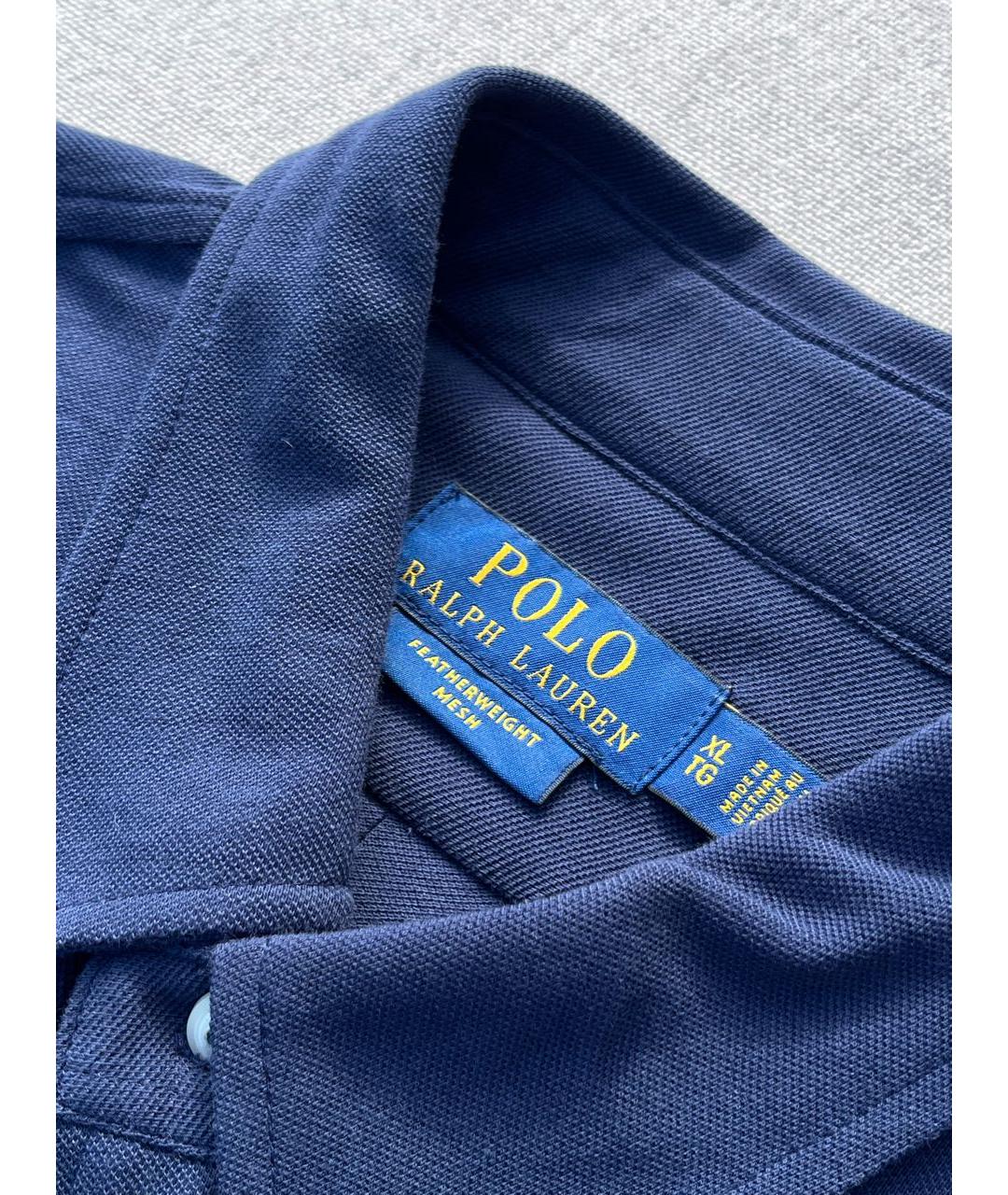 RALPH LAUREN Темно-синяя хлопковая классическая рубашка, фото 2