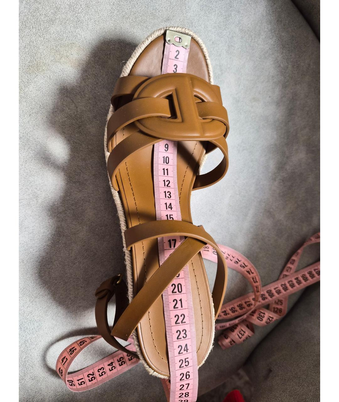 CHRISTIAN DIOR Коричневые кожаные босоножки, фото 9