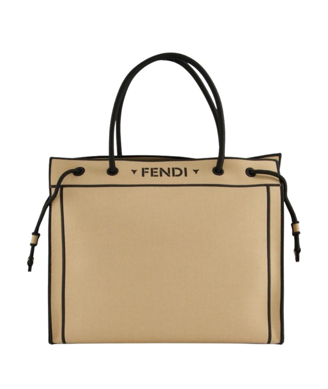 FENDI Бежевая сумка тоут из канвы, фото 1