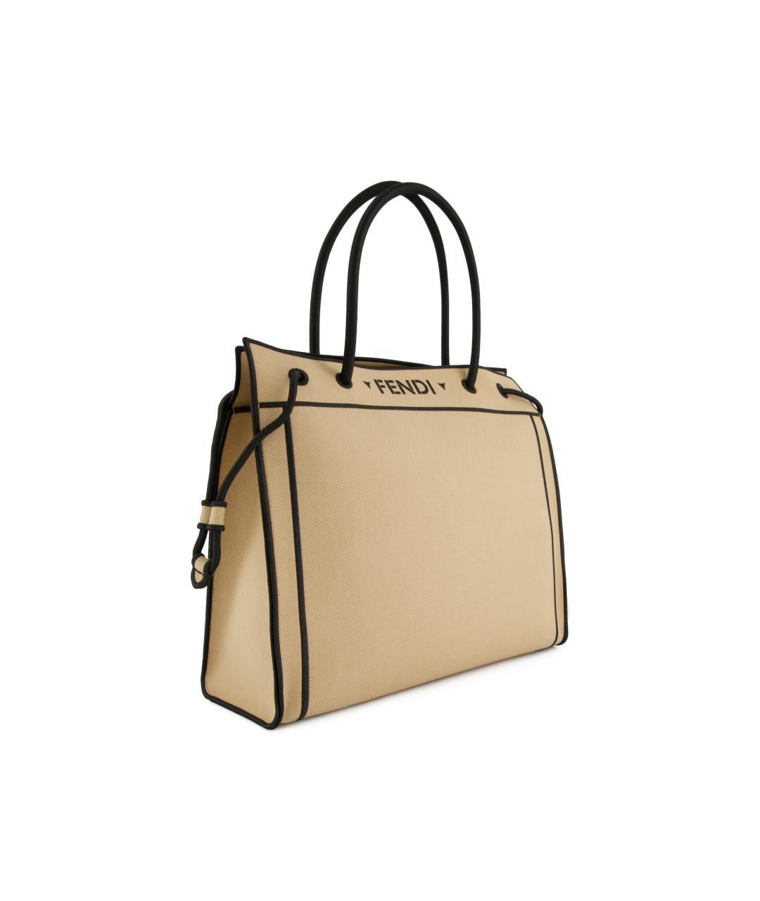 FENDI Бежевая сумка тоут из канвы, фото 3