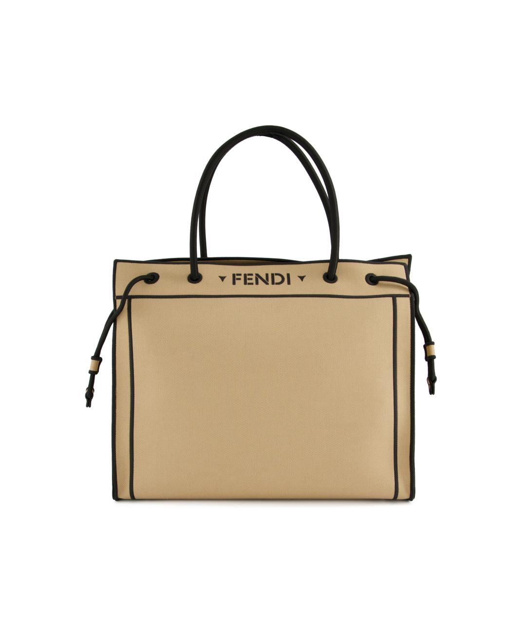 FENDI Бежевая сумка тоут из канвы, фото 5