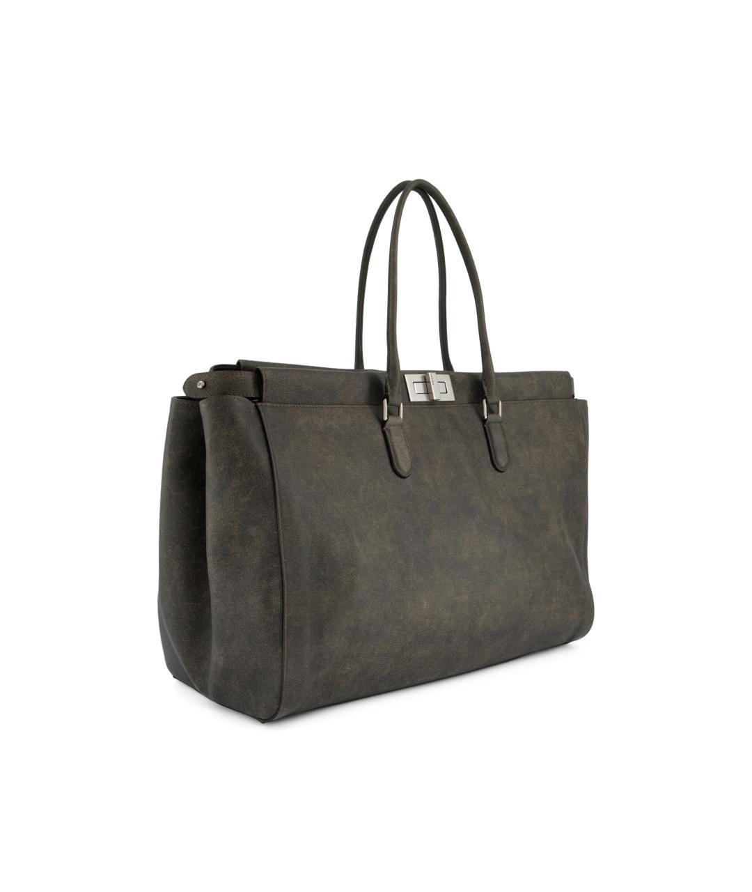 FENDI Черная кожаная сумка тоут, фото 3