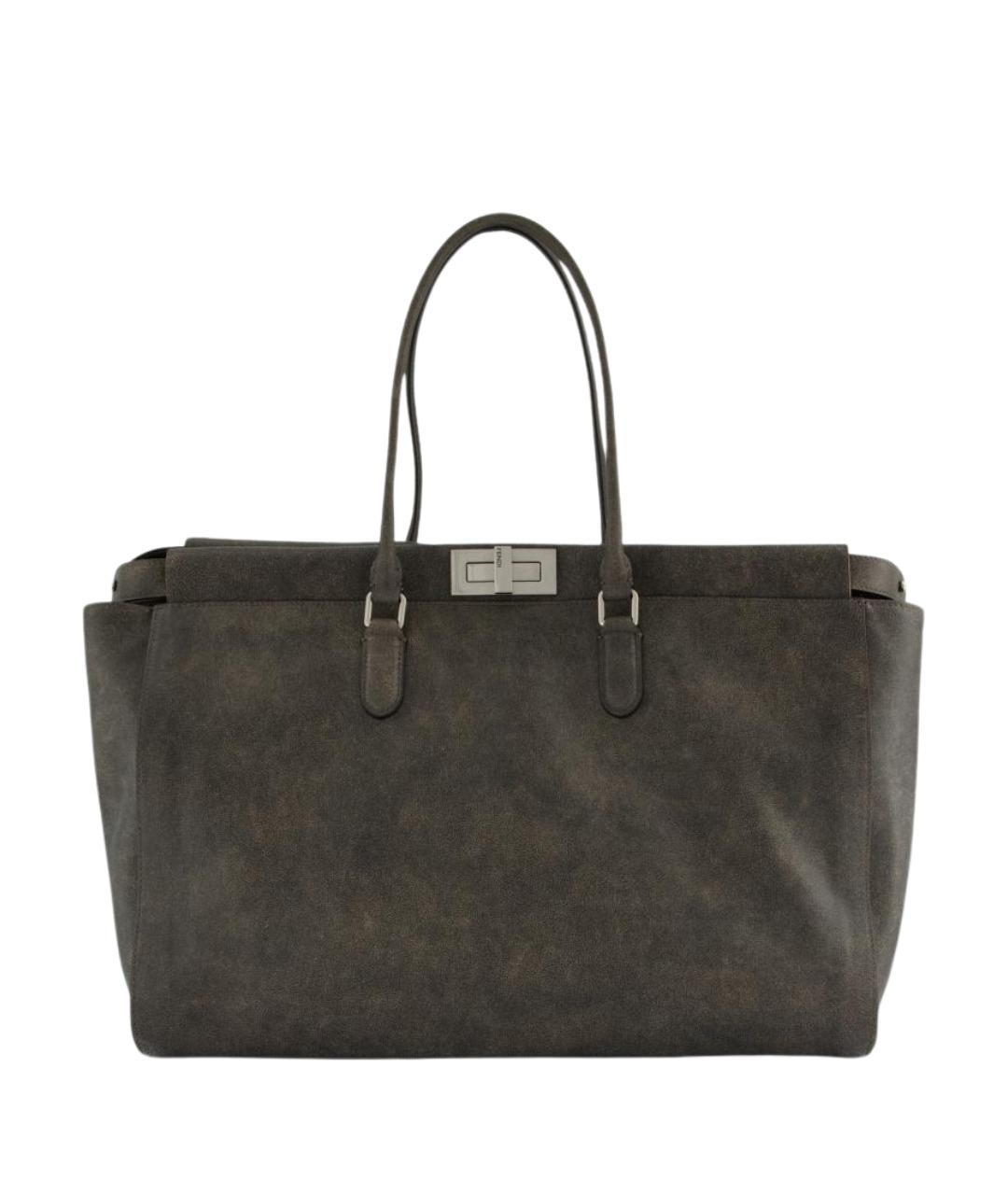 FENDI Черная кожаная сумка тоут, фото 1