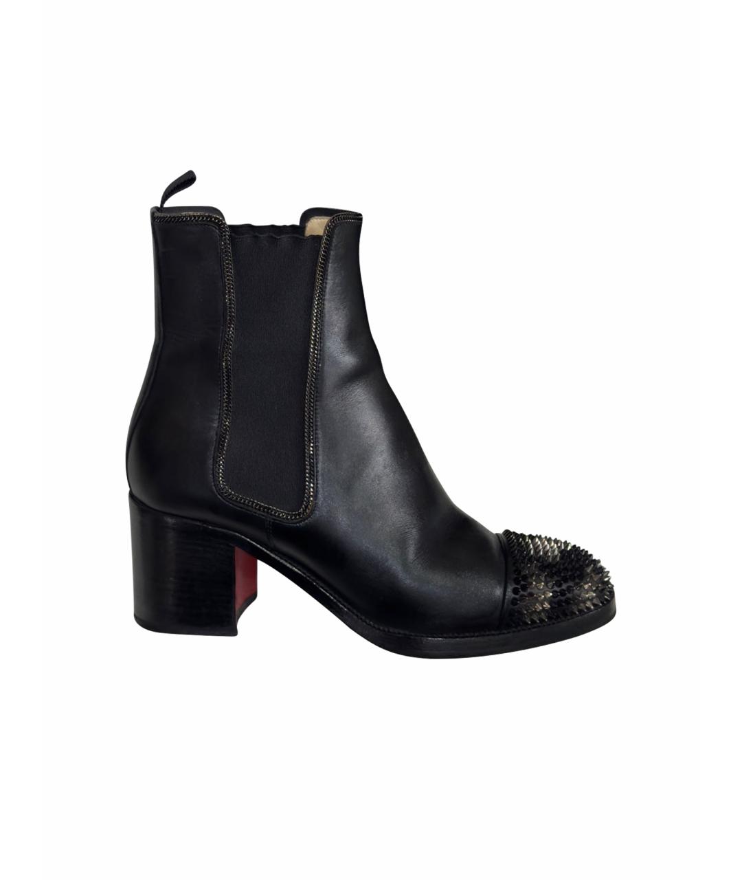 CHRISTIAN LOUBOUTIN Черные кожаные ботильоны, фото 1