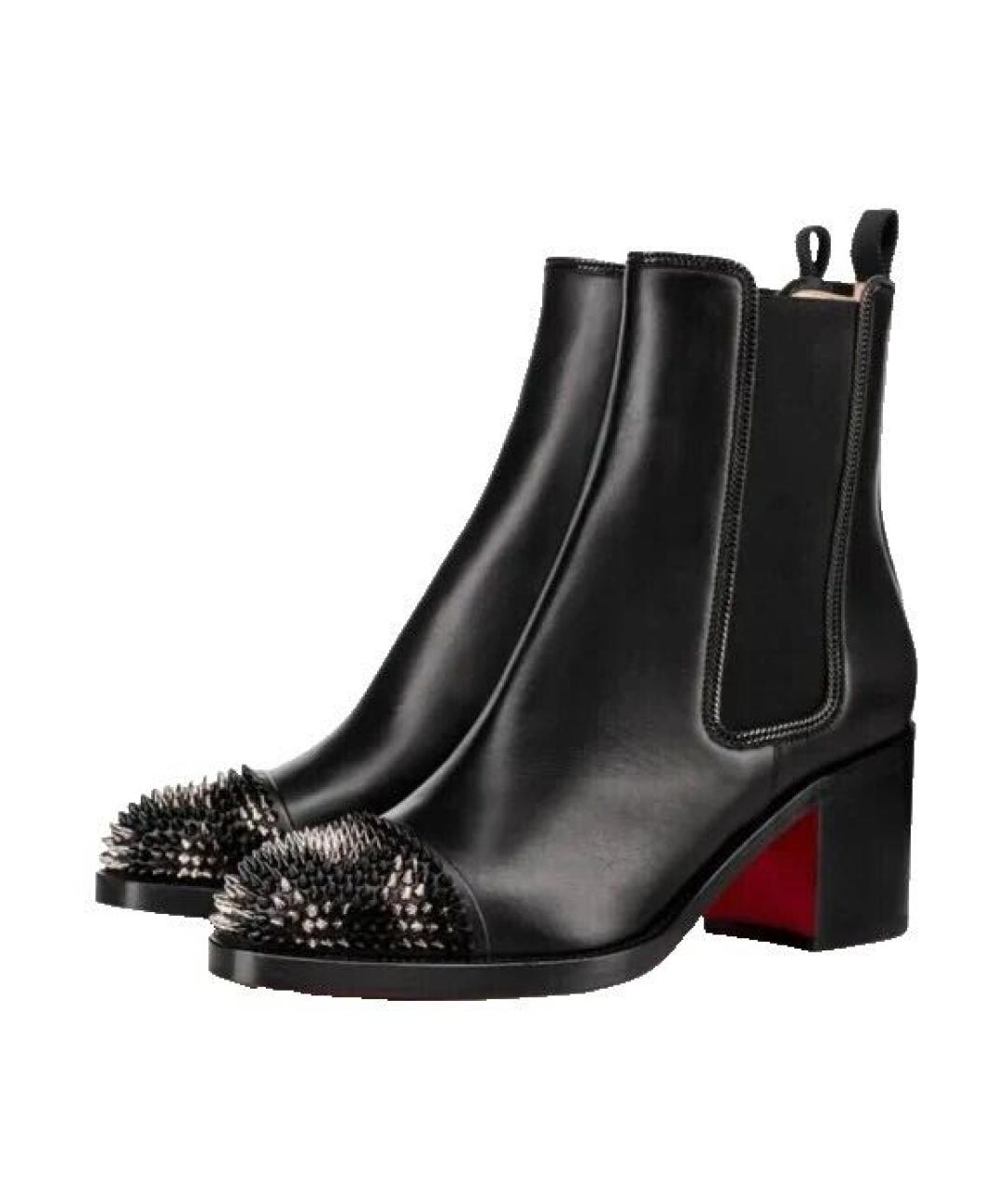 CHRISTIAN LOUBOUTIN Черные кожаные ботильоны, фото 2