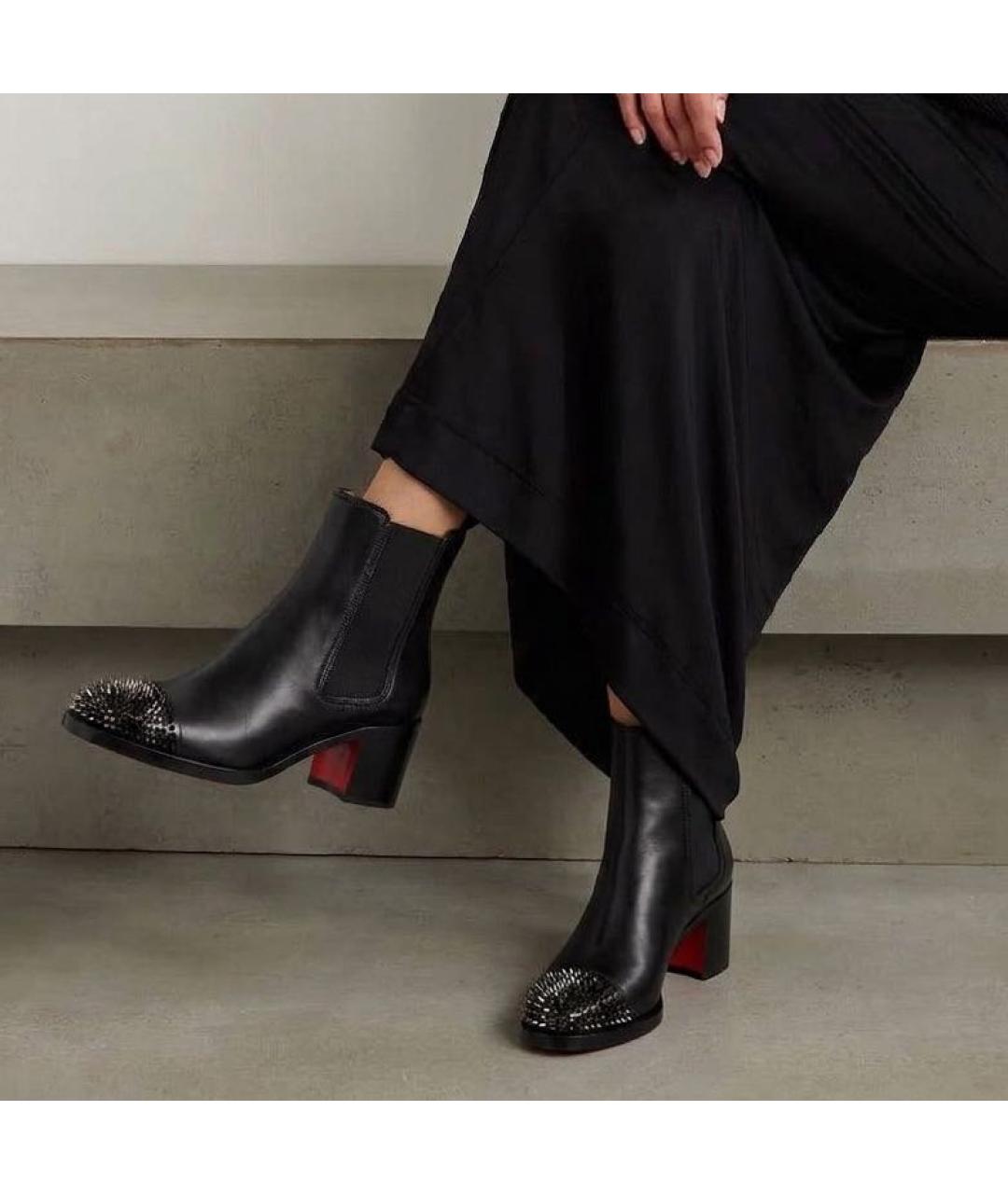 CHRISTIAN LOUBOUTIN Черные кожаные ботильоны, фото 3