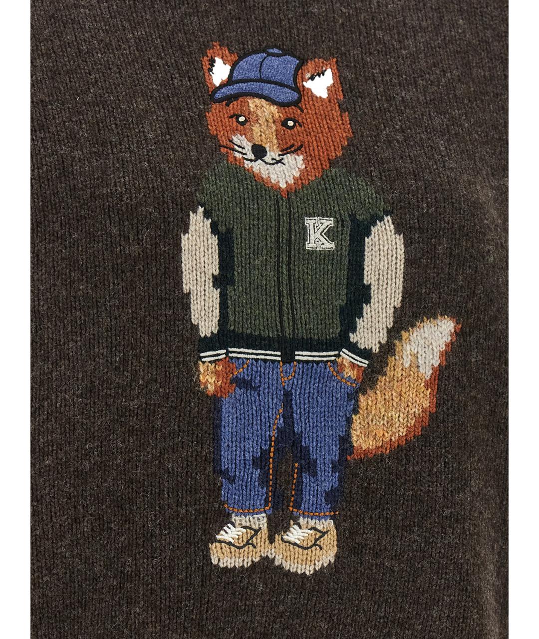 MAISON KITSUNE Коричневый шерстяной джемпер / свитер, фото 4