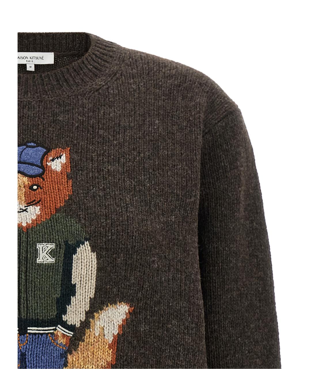 MAISON KITSUNE Коричневый шерстяной джемпер / свитер, фото 3