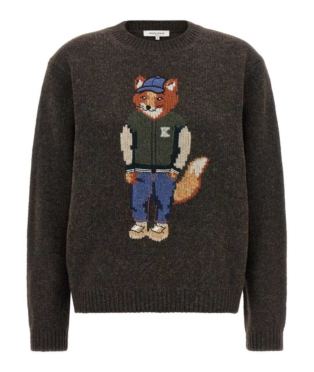 MAISON KITSUNE Коричневый шерстяной джемпер / свитер, фото 1
