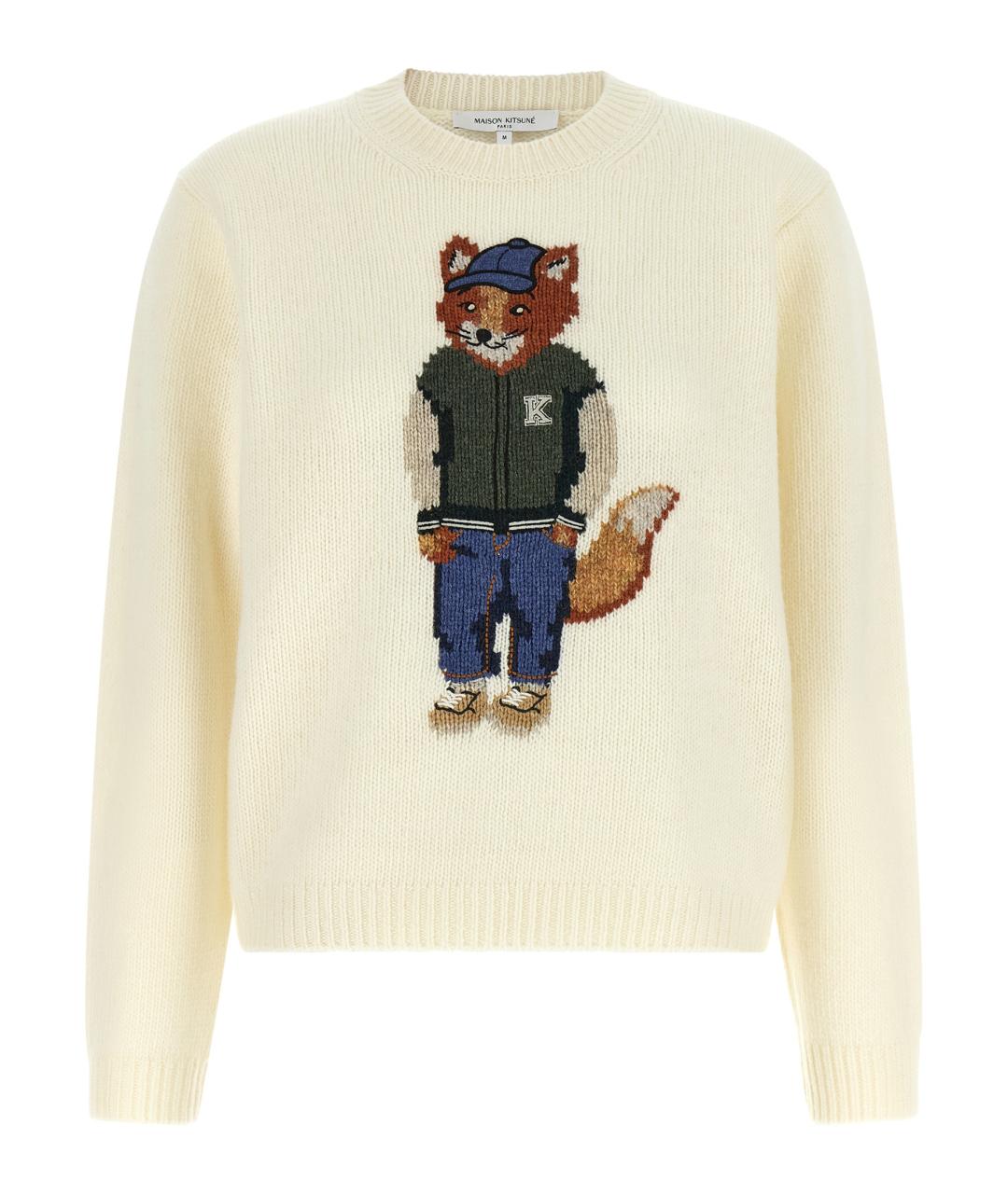 MAISON KITSUNE Белый шерстяной джемпер / свитер, фото 1