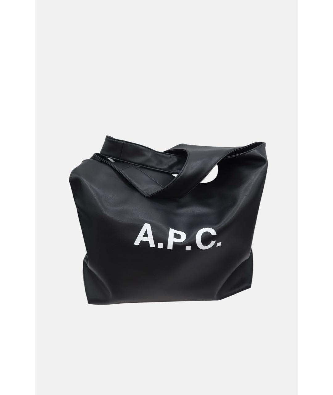 A.P.C. Черная кожаная сумка тоут, фото 5