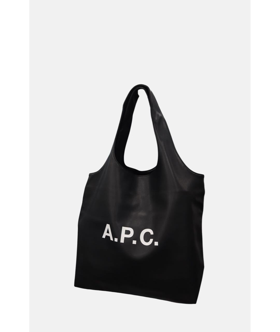 A.P.C. Черная кожаная сумка тоут, фото 4