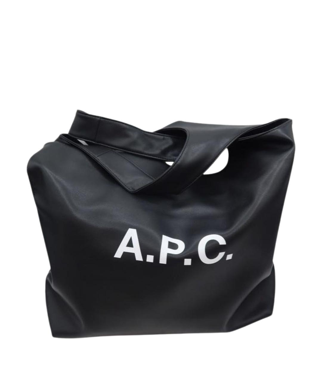 A.P.C. Черная кожаная сумка тоут, фото 1