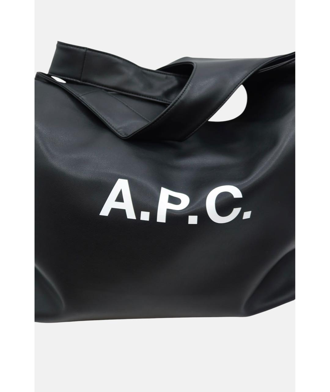 A.P.C. Черная кожаная сумка тоут, фото 2