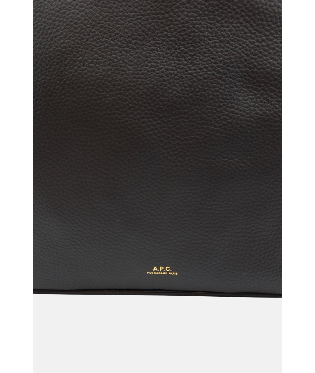 A.P.C. Черная кожаная сумка тоут, фото 5