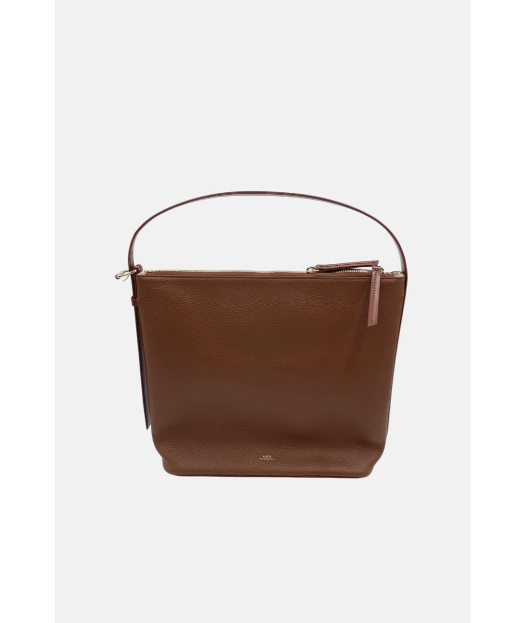 A.P.C. Коричневая кожаная сумка тоут, фото 5