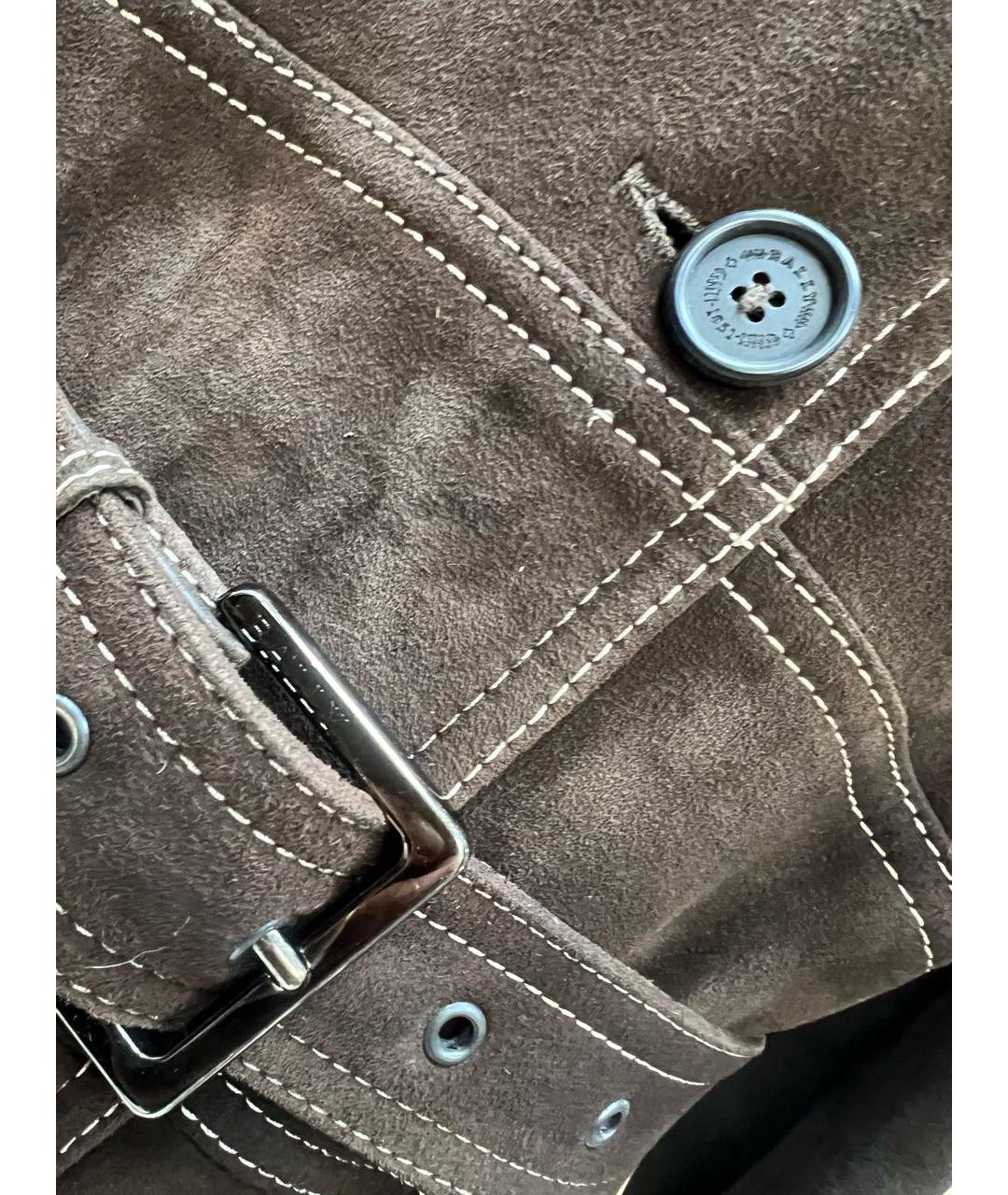 BALLY Коричневое замшевое пальто, фото 3