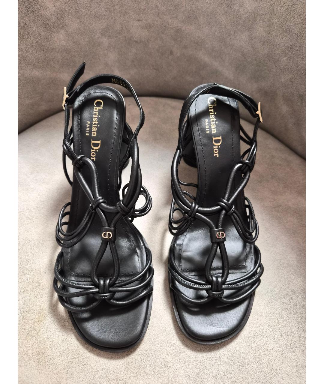CHRISTIAN DIOR Черные кожаные босоножки, фото 2