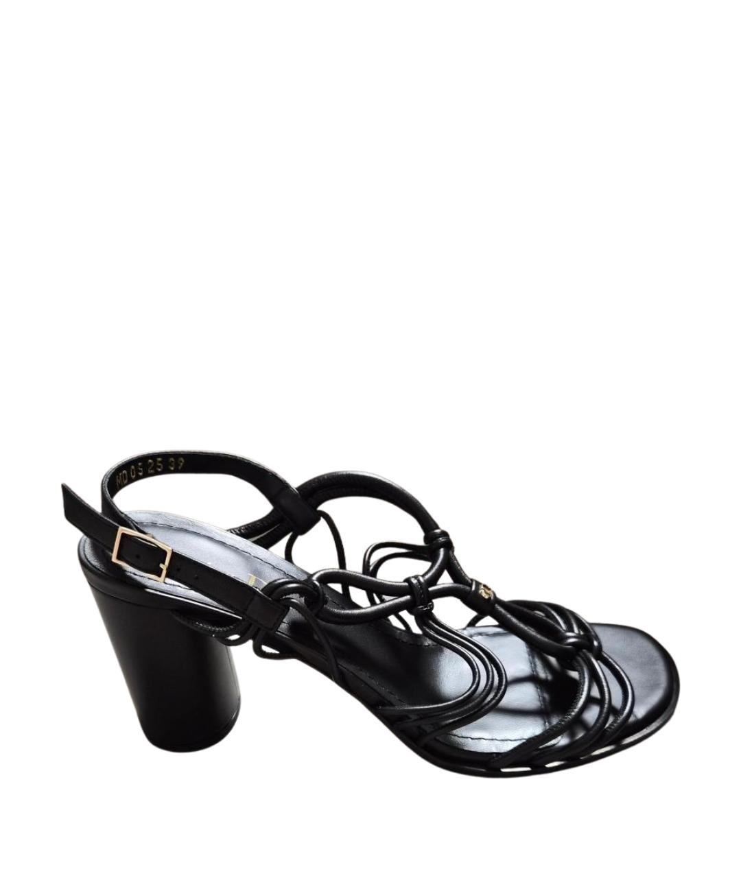 CHRISTIAN DIOR Черные кожаные босоножки, фото 1